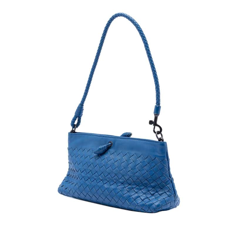 Bottega Veneta Nappa Intrecciato Shoulder Bag Blue Leather Very good condition - Back View