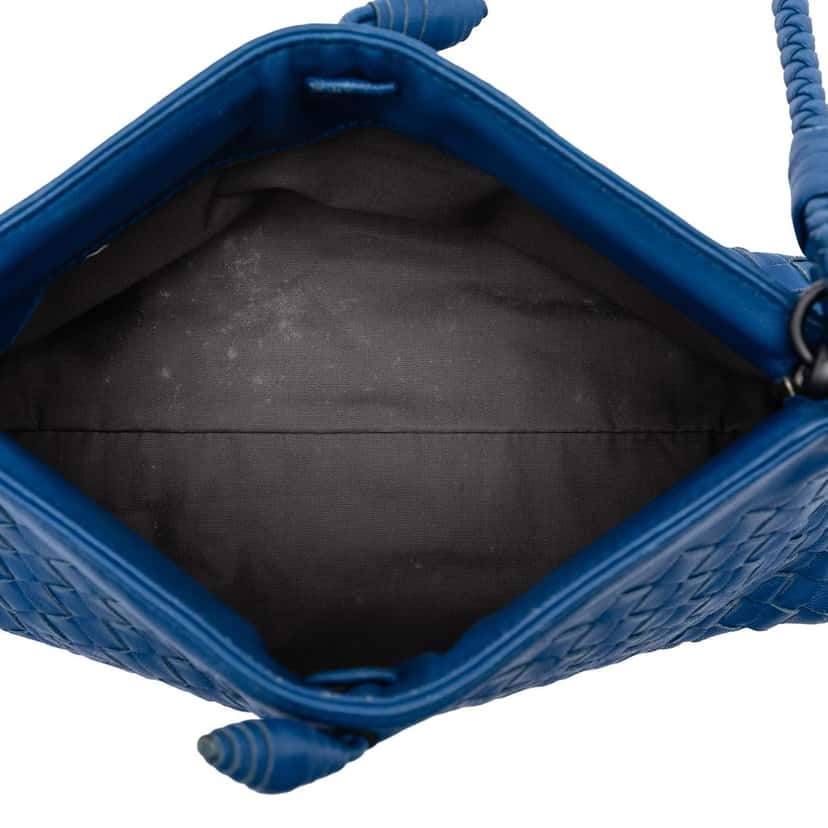Bottega Veneta Nappa Intrecciato Shoulder Bag Blue Leather Very good condition - Model View