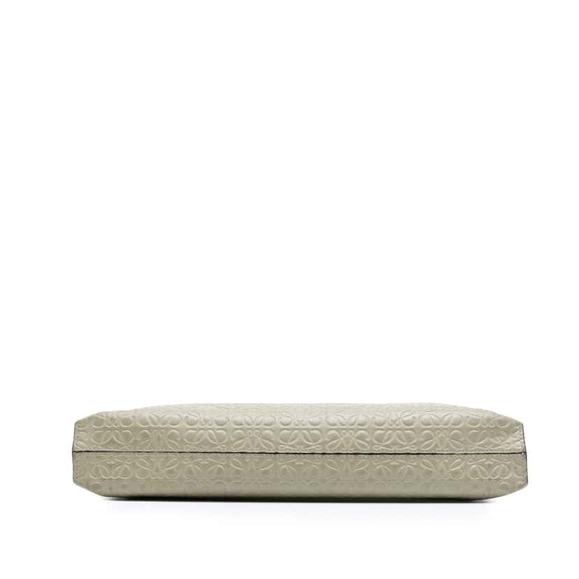 LOEWE Embossed Leather Anagram Repeat T Clutch Beige Leather Very good condition - Inside View