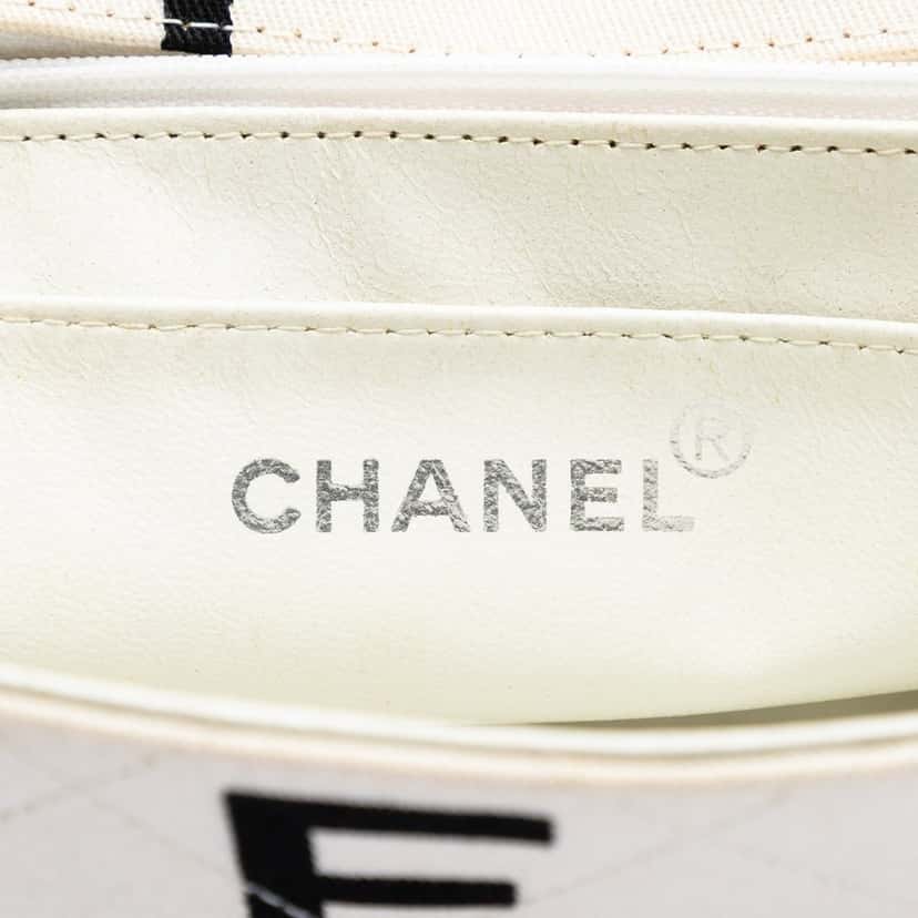 Chanel CC Quilted Printed Canvas Coco Logo Chain Flap White Very good condition - Box View