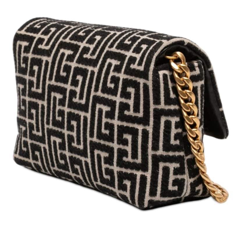 Balmain Mini Monogram Jacquard 1945 Crossbody Black Very good condition - Back View