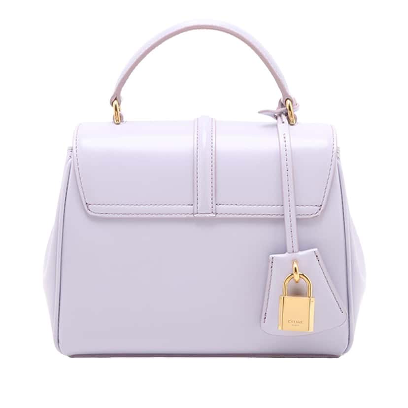 Celine Mini Smooth Calfskin 16 Top Handle Bag Purple Leather Very good condition - Back View