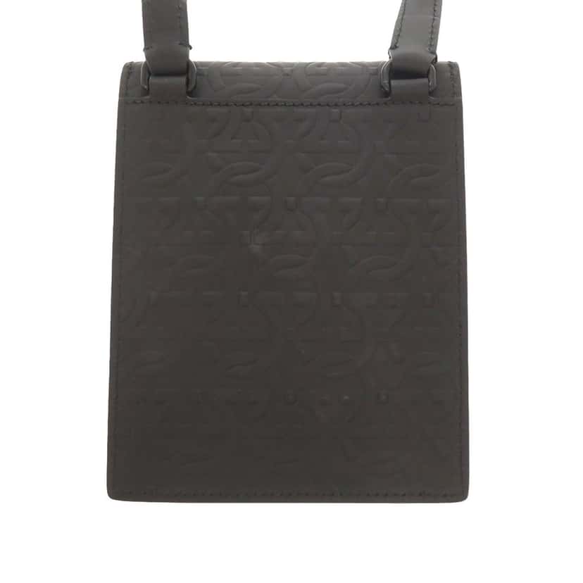 Ferragamo Gancini Embossed Leather Phone Pouch Crossbody Black Leather Very good condition - Back View