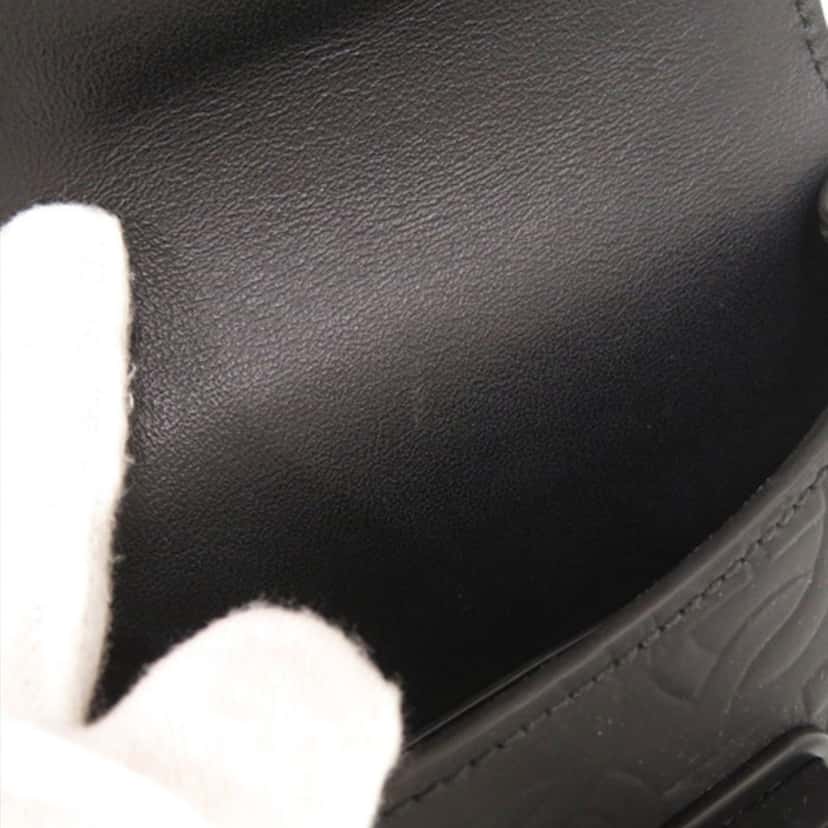 Ferragamo Gancini Embossed Leather Phone Pouch Crossbody Black Leather Very good condition - Box View