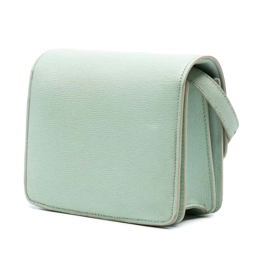 Celine Small Calfskin Classic Box Green Leather Very good condition - Back View