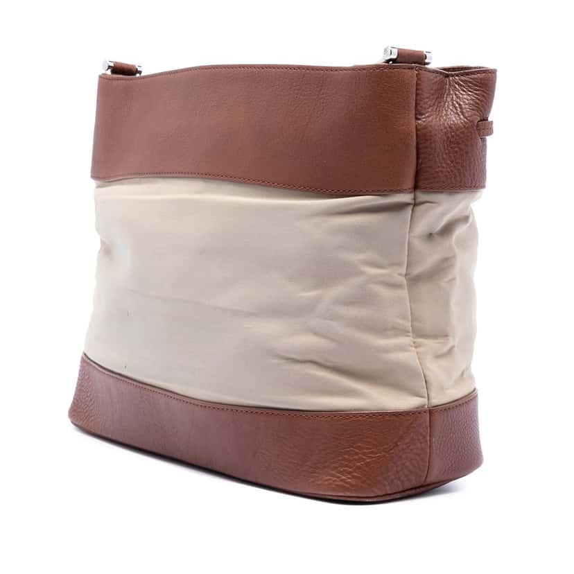 Burberry Leather Trimmed Canvas Drawstring Bucket Bag Brown Very good condition - Back View