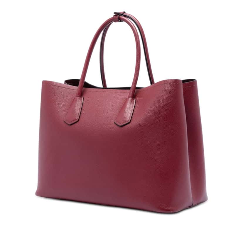 Prada Medium Saffiano Cuir Double Satchel Red Leather Very good condition - Back View