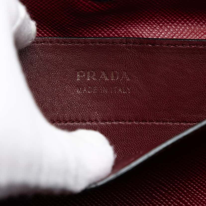 Prada Medium Saffiano Cuir Double Satchel Red Leather Very good condition - Box View