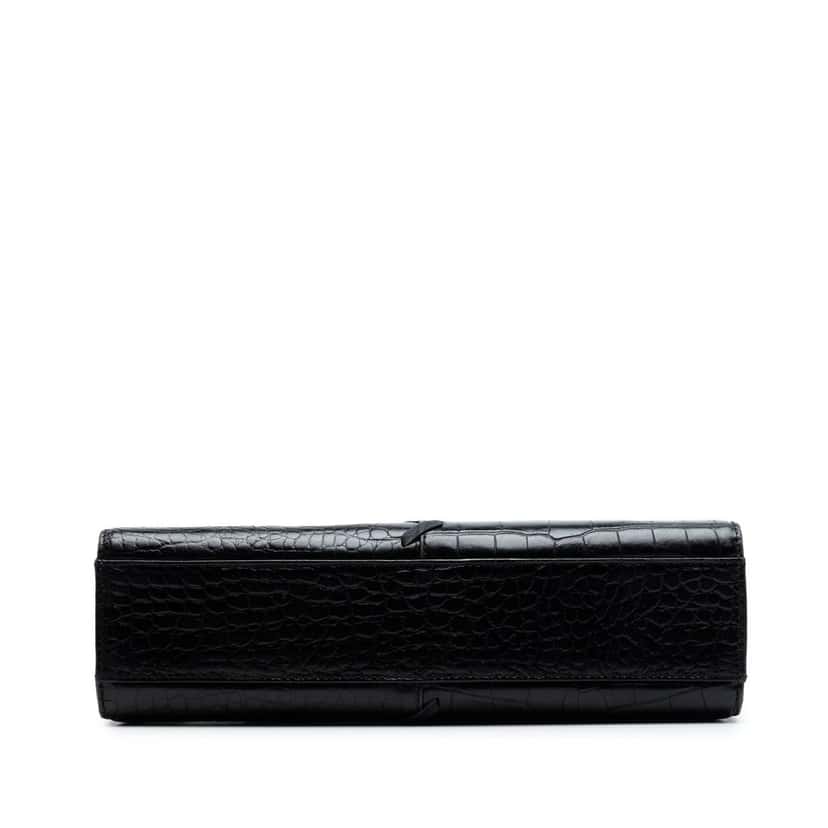 Saint Laurent Croc Embossed Leather Shoulder Bag Black Leather Very good condition - Inside View