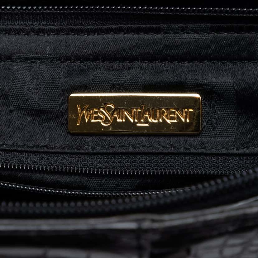 Saint Laurent Croc Embossed Leather Shoulder Bag Black Leather Very good condition - Box View