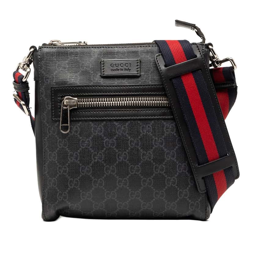 Gucci Small GG Supreme Web Messenger Bag Black Very good condition - Front View
