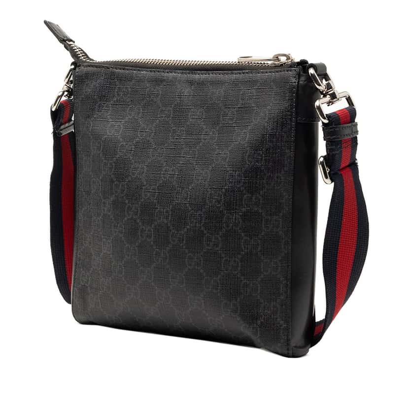 Gucci Small GG Supreme Web Messenger Bag Black Very good condition - Back View