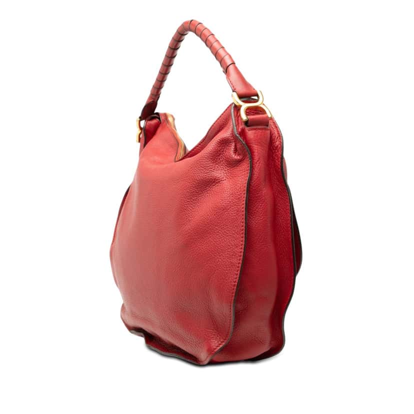 Chloé Large Pebbled Calfskin Marcie Hobo Red Leather Very good condition - Back View