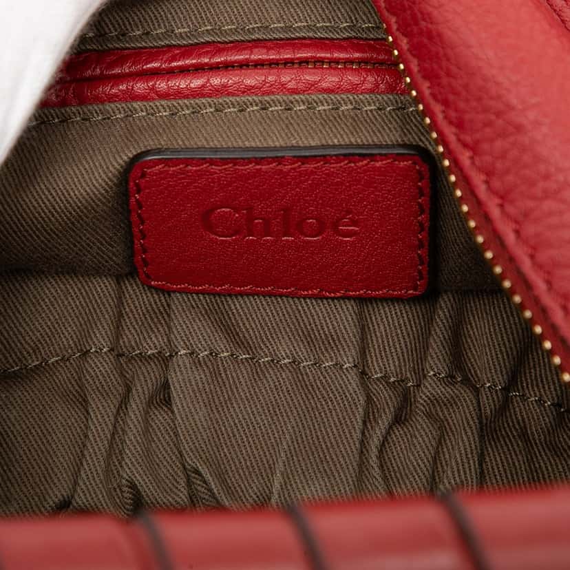 Chloé Large Pebbled Calfskin Marcie Hobo Red Leather Very good condition - Box View