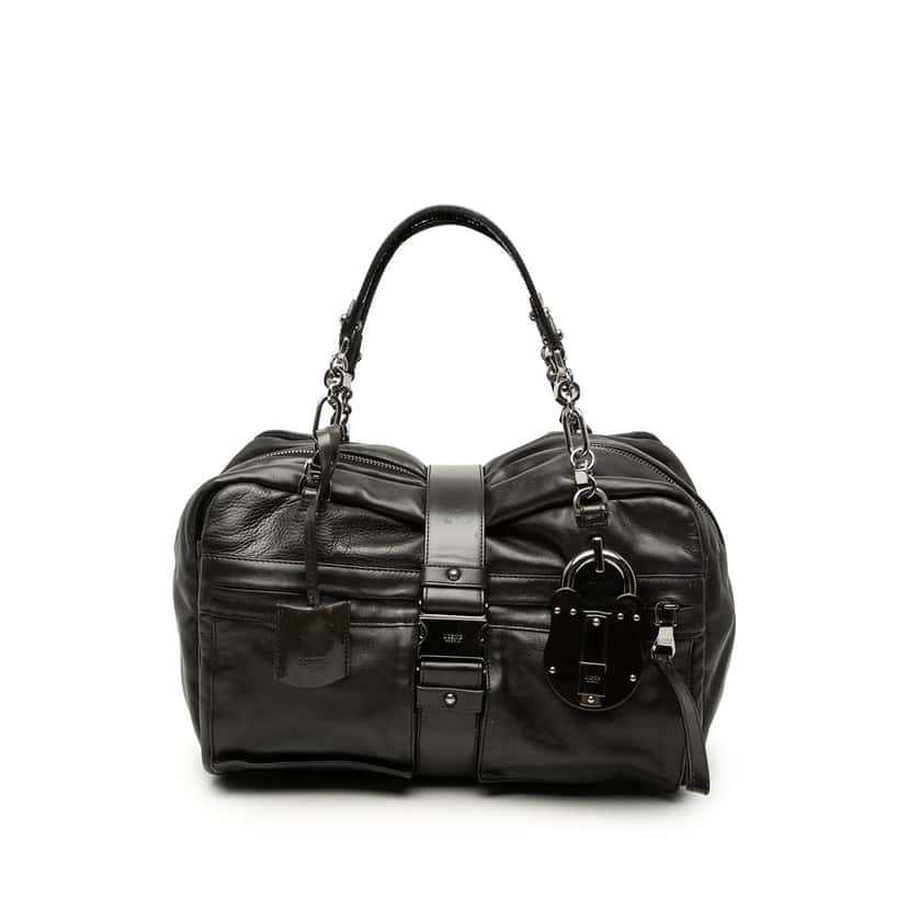 Loewe Leather Laura 33 Handbag Black Leather Very good condition - Front View