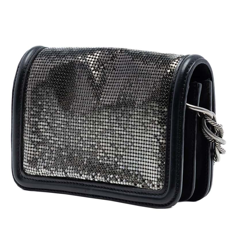 Chanel Small Lambskin Beaded Crystal Flap Black Leather Very good condition - Back View