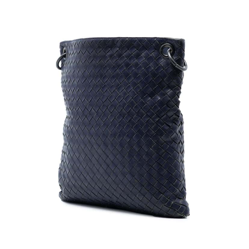 Bottega Veneta Nappa Intrecciato Crossbody Blue Leather Very good condition - Back View