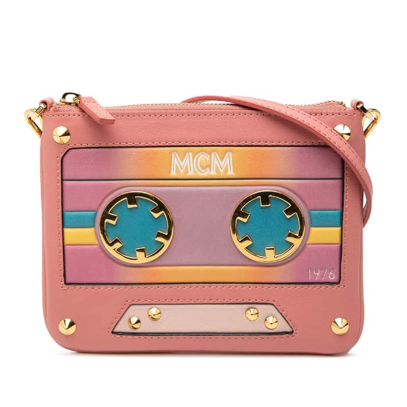 MCM Leather Cassette Tape Crossbody Pink Leather Very good condition - Front View