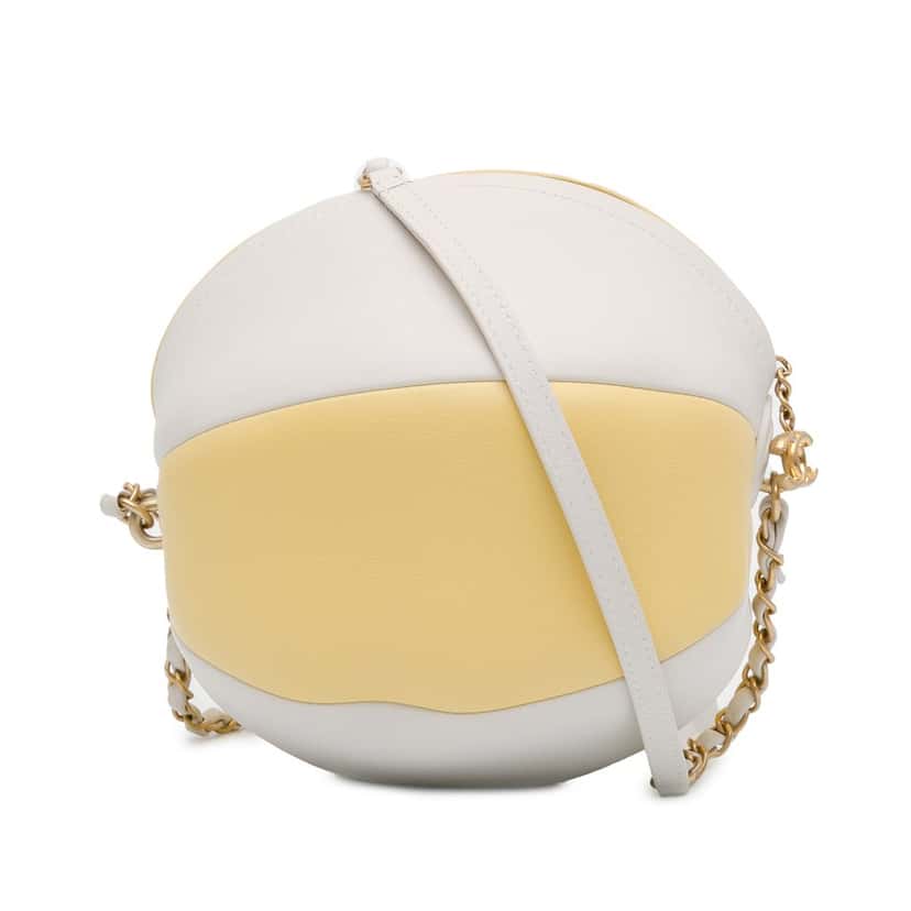 Chanel Calfskin Coco Beach Ball Bag Yellow Leather Very good condition - Front View