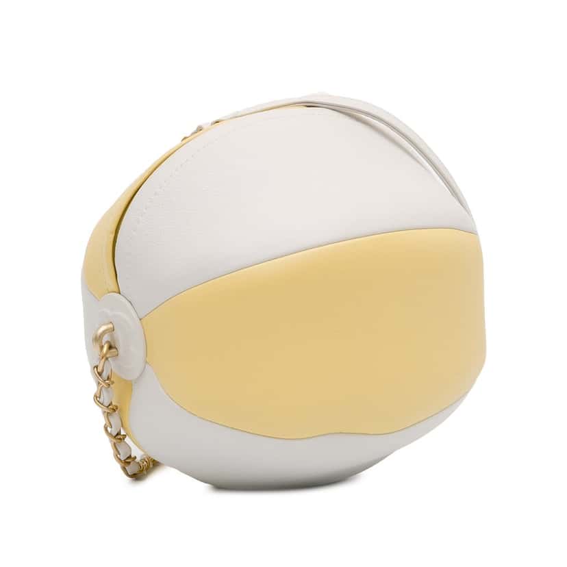 Chanel Calfskin Coco Beach Ball Bag Yellow Leather Very good condition - Back View