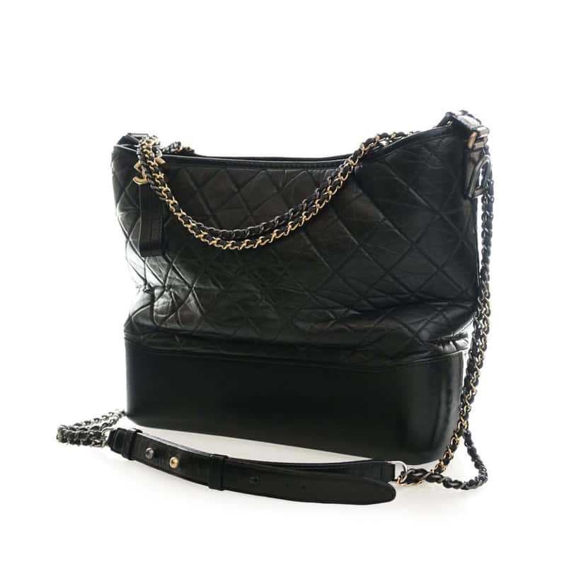 Chanel Large Aged Calfskin Gabrielle Crossbody Black Leather Very good condition - Inside View