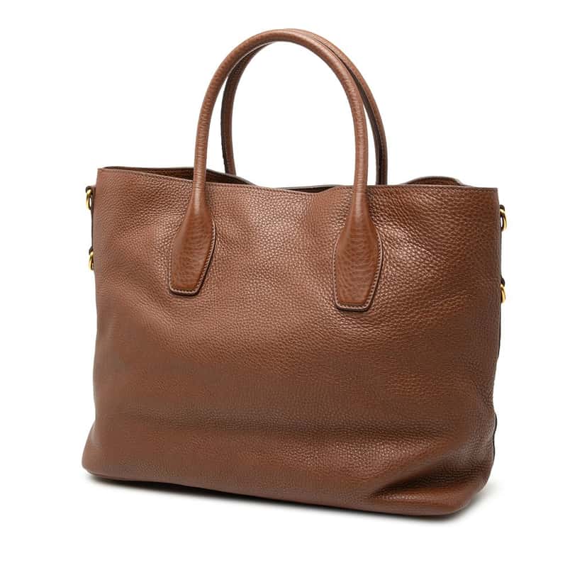 Prada Vitello Daino Open Convertible Tote Brown Leather Very good condition - Back View