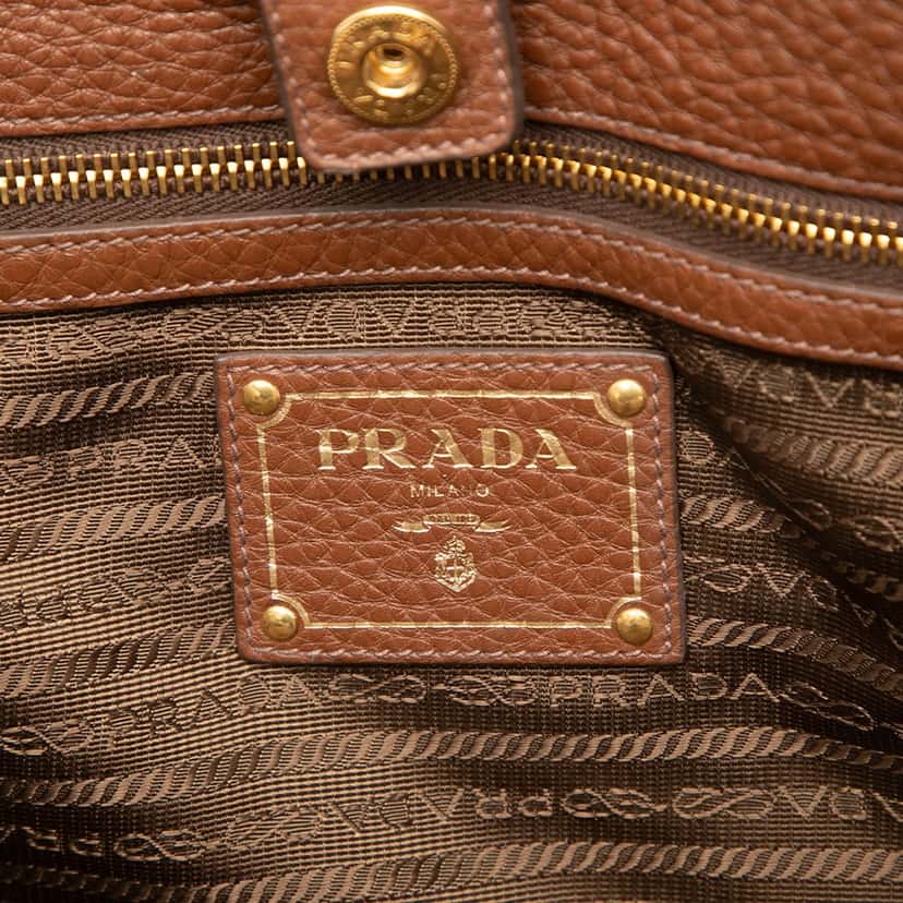 Prada Vitello Daino Open Convertible Tote Brown Leather Very good condition - Box View
