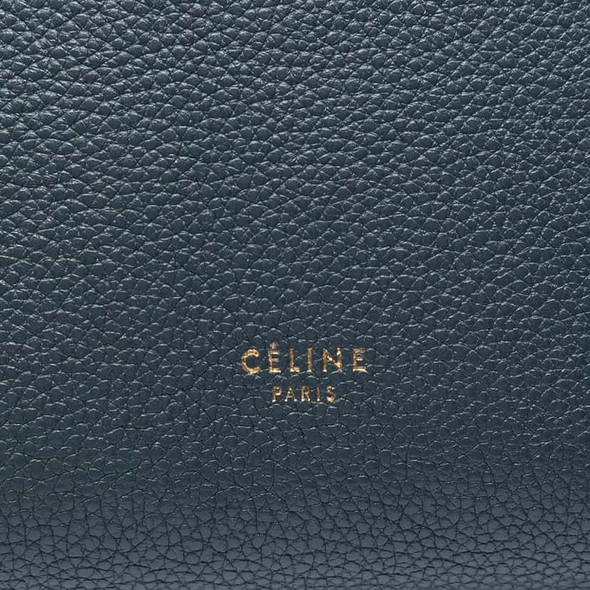 Celine Small Soft Grained Calfskin Seau Sangle Bucket Bag Blue Leather Very good condition - Box View