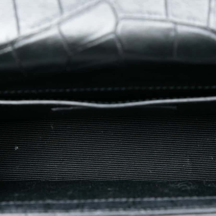 Saint Laurent Small Croc Embossed Leather Monogram Kate Tassel Crossbody Black Leather Very good condition - Model View