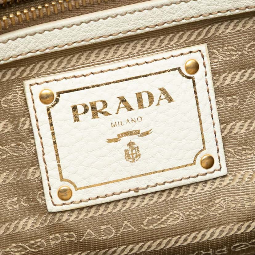 Prada Canvas Canapa Logo Bow Satchel Beige Very good condition - Box View