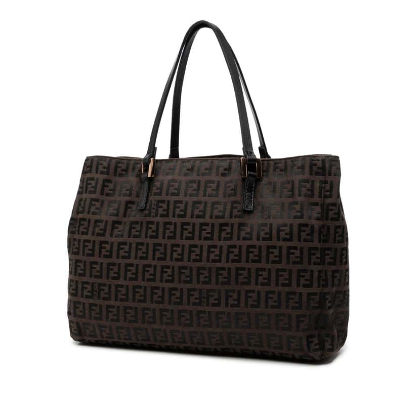 Fendi Zucchino Canvas Handbag Brown Very good condition - Back View