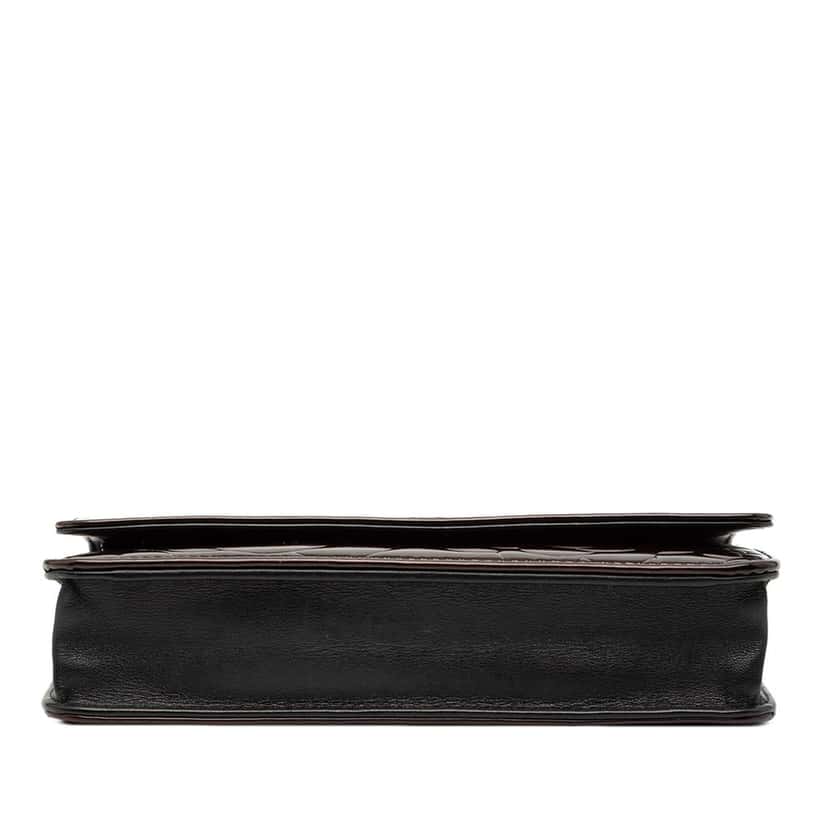 Chanel CC Embossed Patent Camellia Wallet On Chain Brown Leather Very good condition - Inside View
