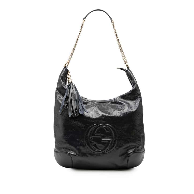 Gucci Patent Soho Shoulder Bag Blue Leather Very good condition - Front View