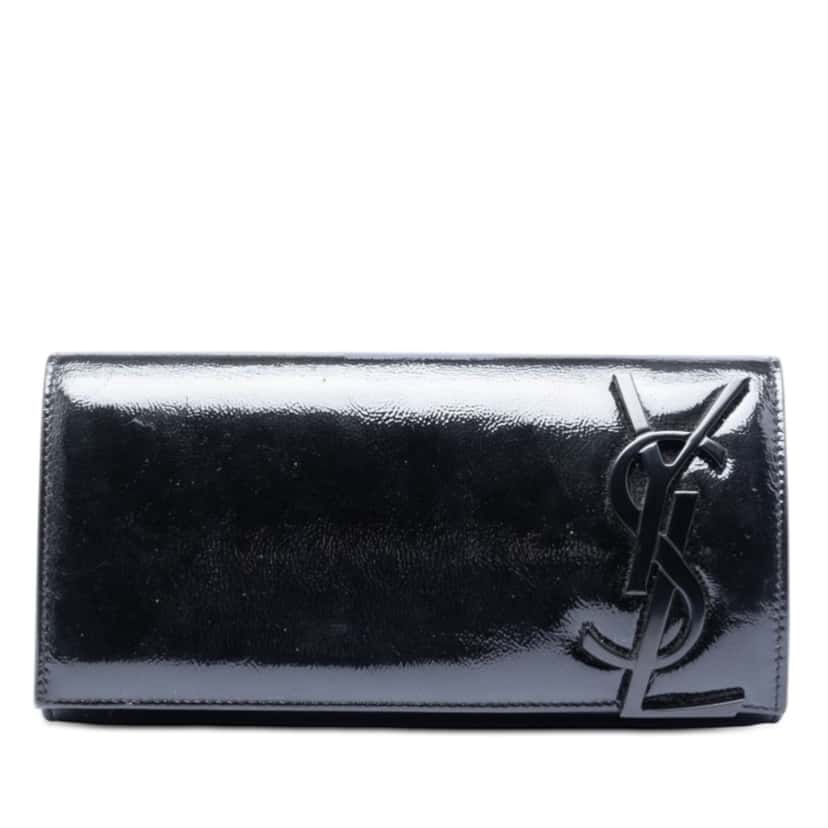 Saint Laurent Patent Smoking Clutch Black Leather Very good condition - Front View