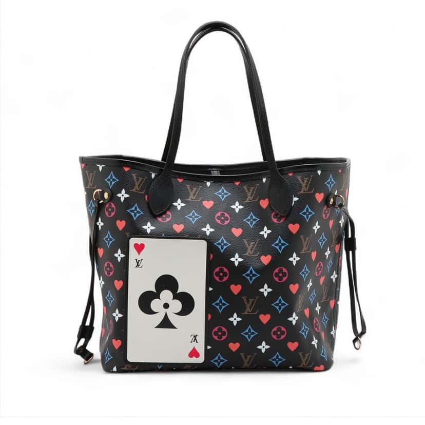 Louis Vuitton Monogram Game On Neverfull MM Black Very good condition - Front View