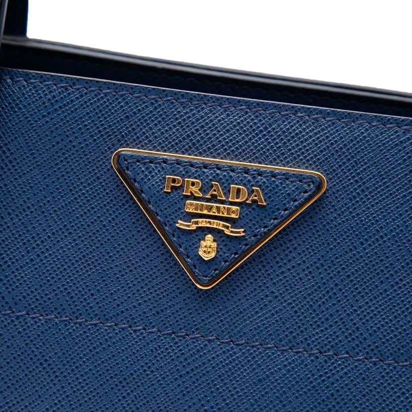 Prada Saffiano Soft Triple Pocket Tote Blue Leather Very good condition - Box View