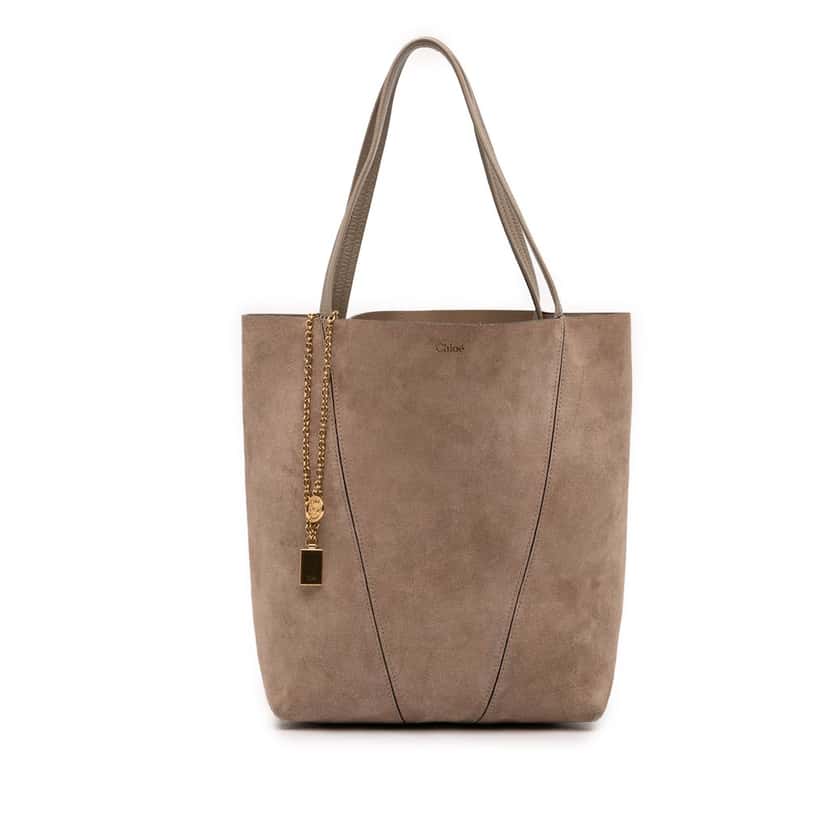 Chloé Medium Suede Spin Tote Brown Leather Never worn, with tag - Front View