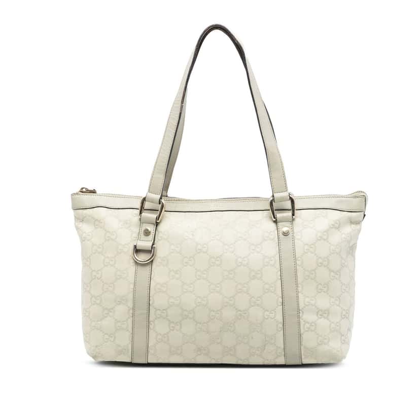 Gucci Guccissima Abbey D Ring Tote White Leather Very good condition - Front View