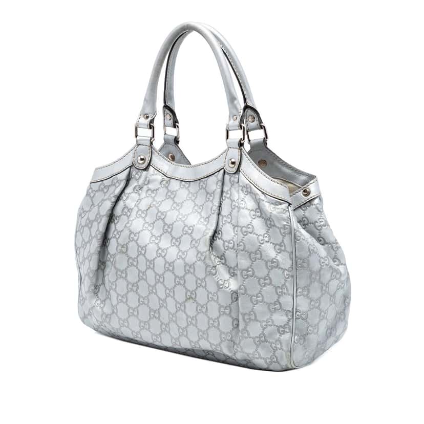 Gucci Medium Guccissima Sukey Tote Silver Leather Very good condition - Back View