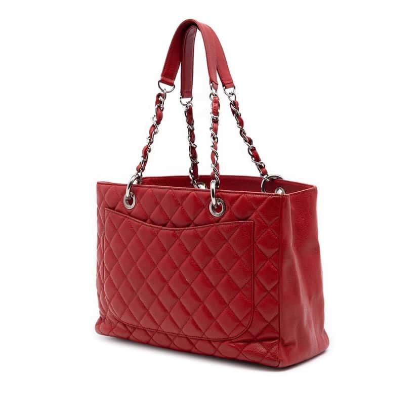 Chanel Caviar Grand Shopping Tote Red Leather Very good condition - Back View