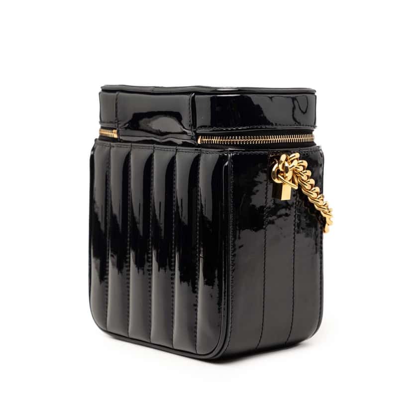 Saint Laurent Matelasse Patent Monogram Vicky Vanity Bag Black Leather Very good condition - Back View