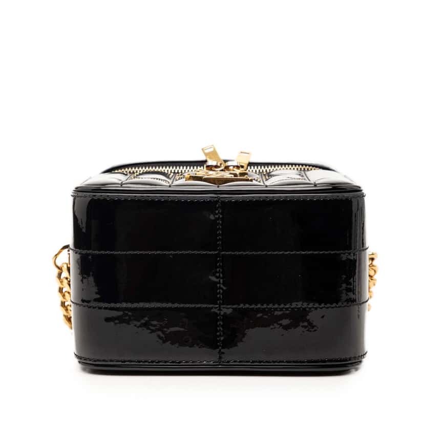 Saint Laurent Matelasse Patent Monogram Vicky Vanity Bag Black Leather Very good condition - Inside View