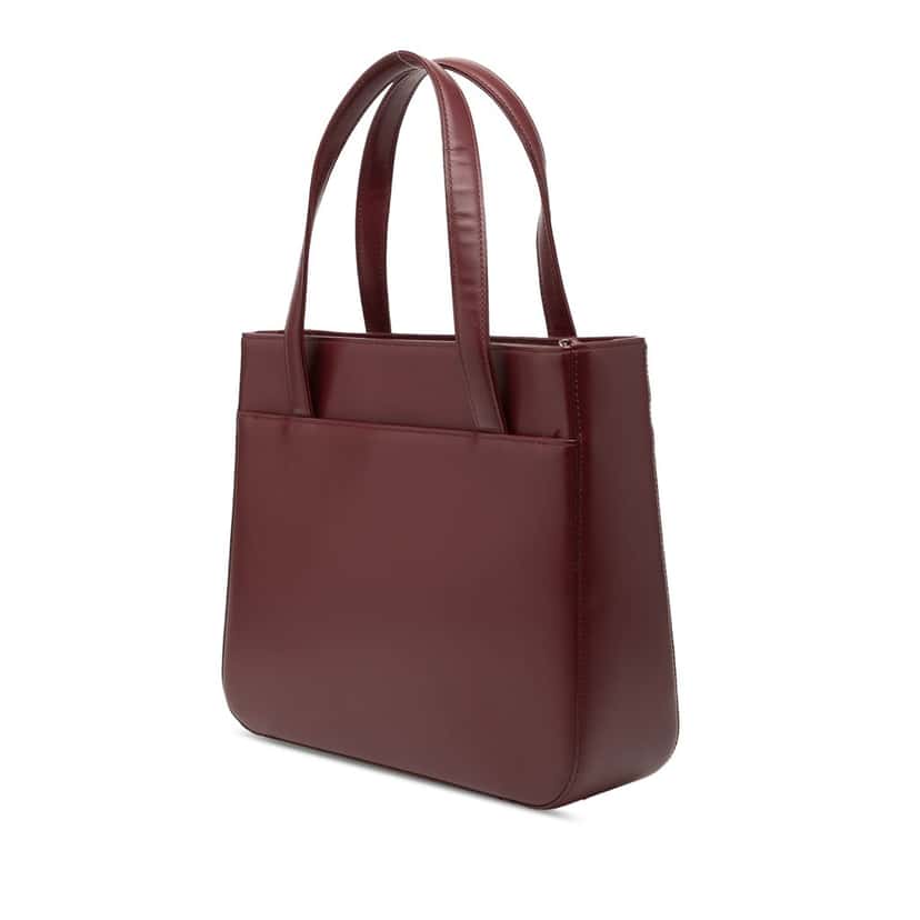 Burberry House Check Trimmed Leather Handbag Red Leather Very good condition - Back View