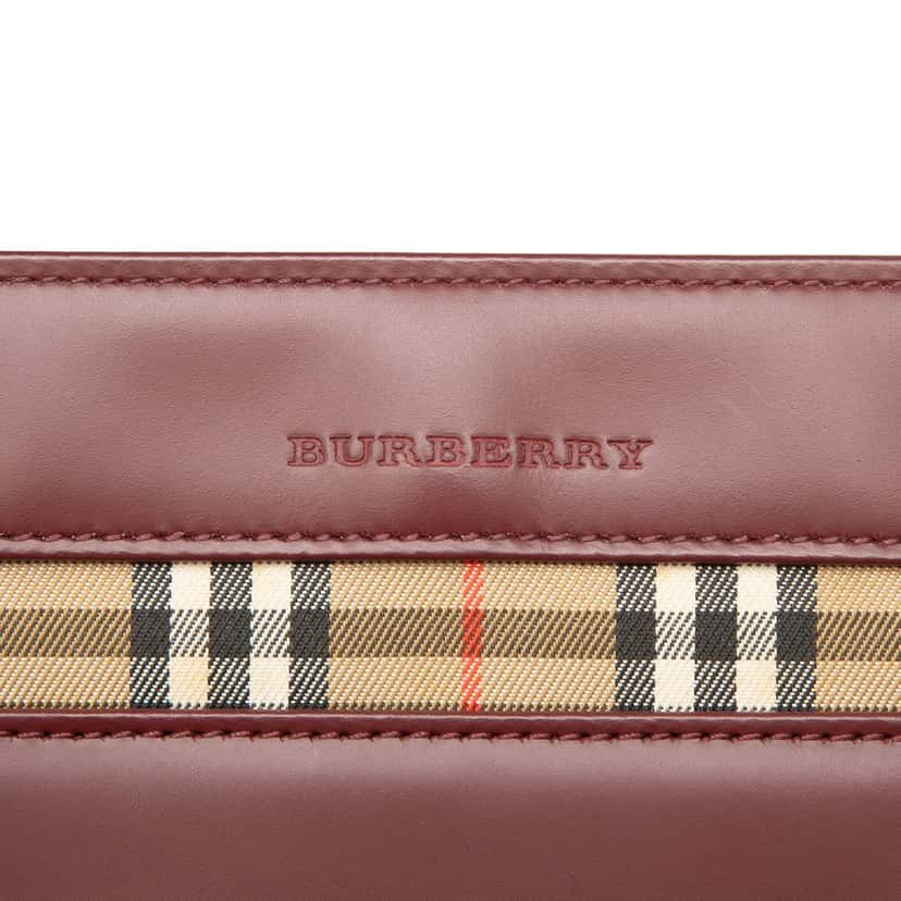 Burberry House Check Trimmed Leather Handbag Red Leather Very good condition - Box View