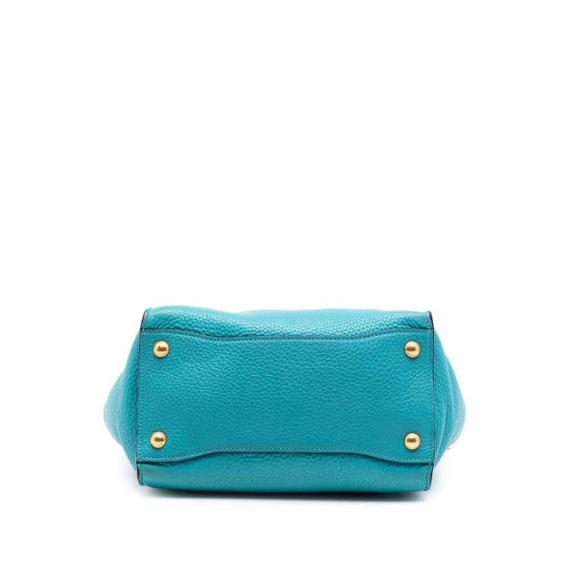 Prada Vitello Daino Sound Lock Satchel Blue Leather Very good condition - Inside View