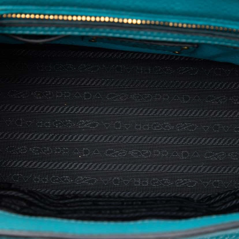 Prada Vitello Daino Sound Lock Satchel Blue Leather Very good condition - Model View