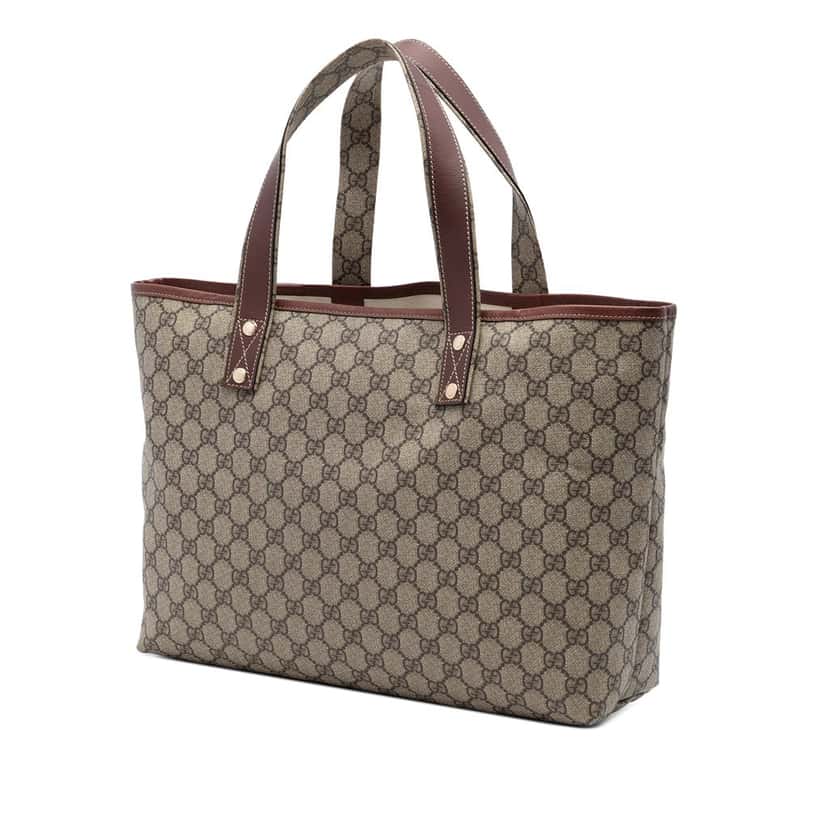 Gucci Medium GG Supreme Web Loop Tote Beige Very good condition - Back View
