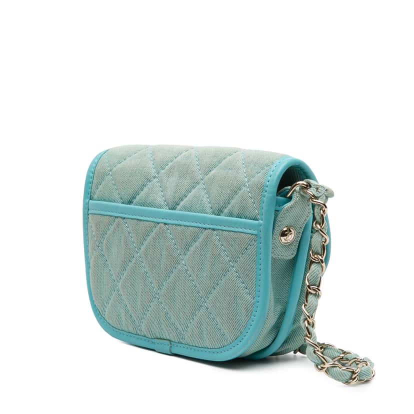 Chanel Mini CC Quilted Denim Messenger Flap Blue Very good condition - Back View
