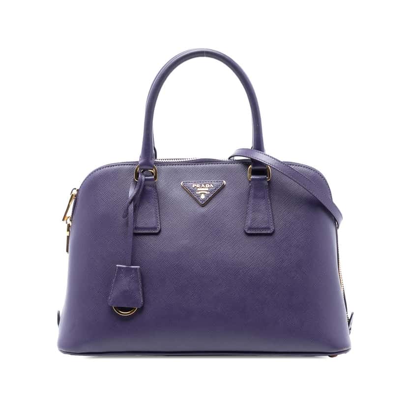 Prada Medium Saffiano Lux Promenade Satchel Purple Leather Very good condition - Front View