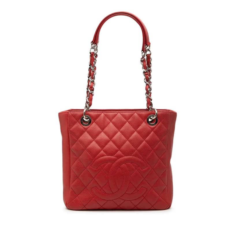Chanel Caviar Petite Shopping Tote Red Leather Very good condition - Front View